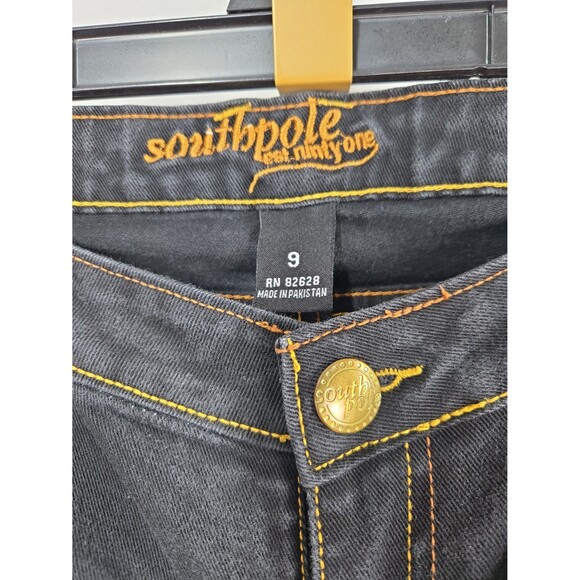 Y2K Southpole Women's Low Rise Bootcut Black Jeans Embroidered Size 9 - Picture 5 of 9